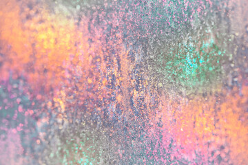 Winter rainbow pattern of ice crystals close-up. Christmas pastel abstraction. Copy Space - 544433529