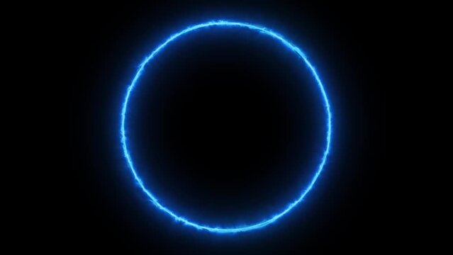 Circle Portal Blue Ring Ring Animation Loop Design Element with Copy Space