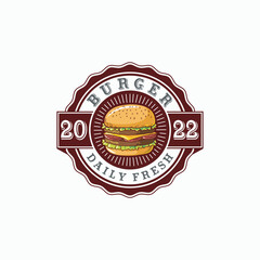 Burger detail logo template vector