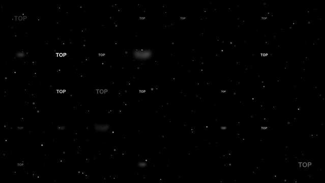 Template animation of evenly spaced top symbols of different sizes and opacity. Animation of transparency and size. Seamless looped 4k animation on black background with stars