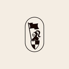 vector illustration of knights and flags for icons, symbols or logos. knight silhouette logo 