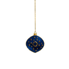 Christmas Bauble Ball in Blue and Gold Christmas Ornament Decoration