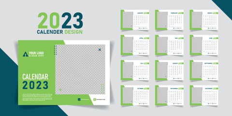 2023 calendar minimalist template or calendar a4 layout design. The week starts on Sunday. Vertical editable page, annual wall calendrer grid vector illustration. Simple corporate card