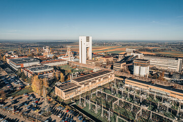 Kopalnia węgla kamiennego w Pawłowicach na Śląsku w Polsce, panorama z lotu ptaka. © Franciszek