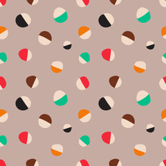 Colourful fun bubbles seamless pattern, notebook cover, fabric, wrapping paper or print material. Abstract repeat background with bright balls.