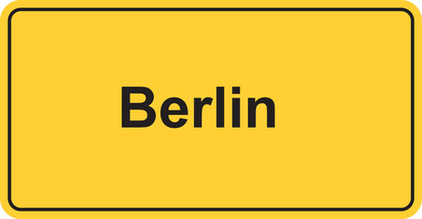 Berlin Germany road sign, yellow vector illustration