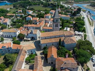 Fototapeta na wymiar City Osor between islands Cres and Losinj from above