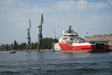  Ships load and unload cargo in the port of Gdansk. Poland
