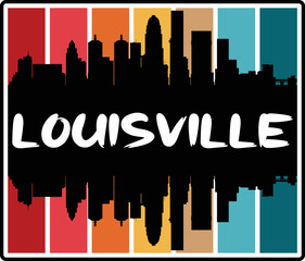 Louisville Kentucky USA Skyline Sunset Travel Souvenir Sticker Logo Badge Stamp Emblem Coat of Arms Vector Illustration EPS - obrazy, fototapety, plakaty
