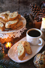 Italian cookies: almond and candied orange cantuccini (biscotti),  New Year decoration