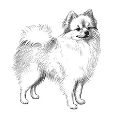 Dog breed spitz hand drawn engraving sketch.Vector illustration. - obrazy, fototapety, plakaty