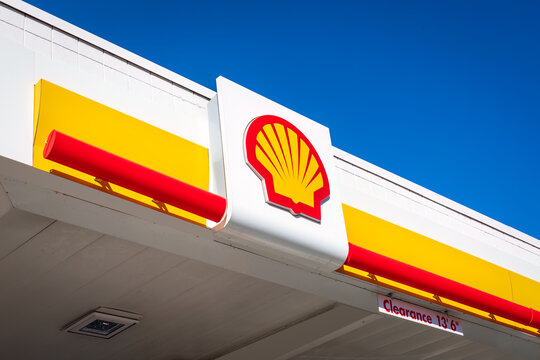 Shell USA Logo on Gas Station Canopy