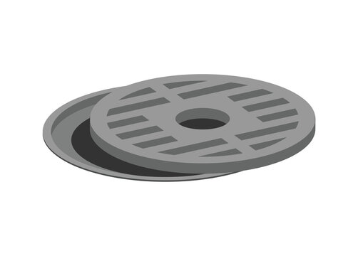 Opened manhole cover. Simple flat illustration.