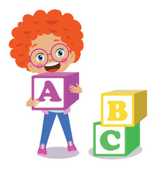 letter cubes and cute kid