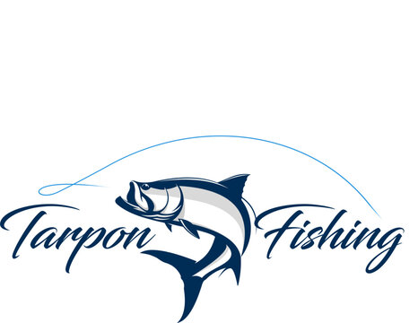 Tarpon Fishing logo Vector. Unique and fresh tarpon fish jumping out of the water. Great to use as your tarpon fishing activity. 