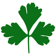 Silhouette of a parsley leaf in a flat style. Vector illustration.