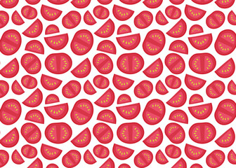 Seamless pattern of tomato slices. Vector repeating pattern