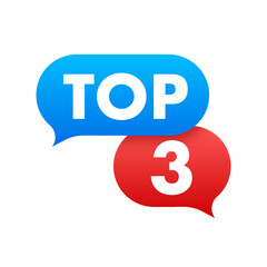 Top3 - Top Three colorful label on white background. Vector illustration.