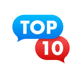 Top 10 - Top Ten colorful label on white background. Vector stock illustration