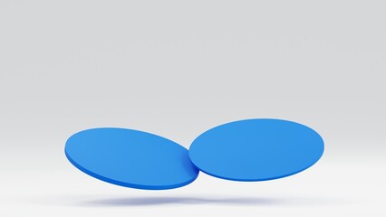 Blue cylinder podium with white wall, stage for product, 3D rendering.