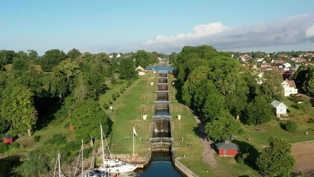 Canal G&ouml;ta et le lac Roxen en Su&egrave;de, Scandinavie