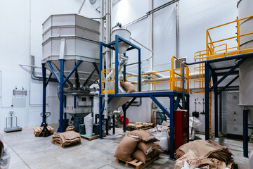 Large modern industrial automated coffee processing plant