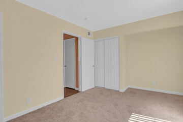 Bedroom with carpet and walls