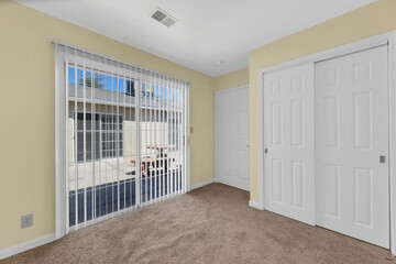 Bedroom with carpet and walls