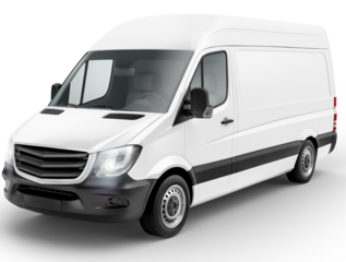 white delivery van on isolated empty background for mockup