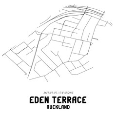 Eden Terrace, Auckland, New Zealand. Minimalistic road map with black and white lines