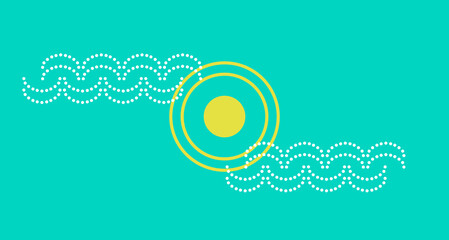 sunny day illustration, sun and clouds vector pattern