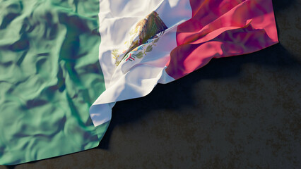Flag of Mexico with beautiful lighting and colors. Isolated with dark background and copy space. 
