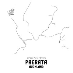 Paerata, Auckland, New Zealand. Minimalistic road map with black and white lines