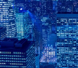 Obraz premium View of New York Manhattan during sunset hours