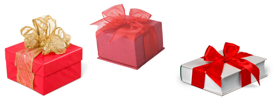 Gift boxes on transparent background .Happy birthday, Christmas, New Year, Wedding or Valentine Day package.