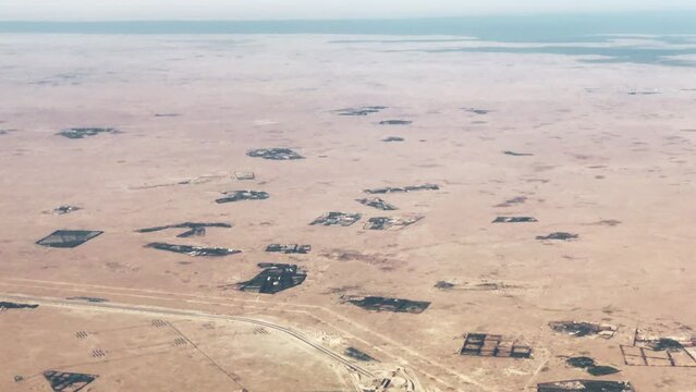 Outskirts and desert of Doha, Quatar from the airplane