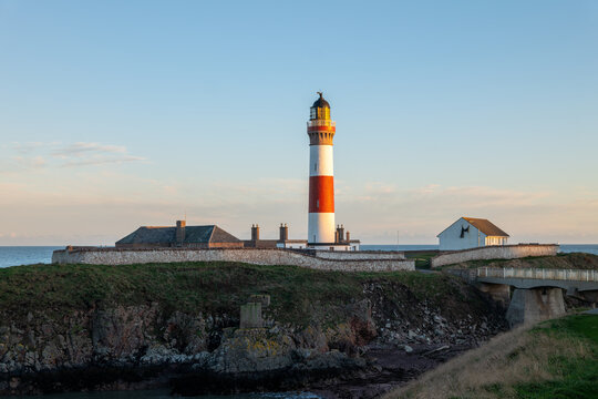 3 November 2022. Boddam, Aberdeenshire, Scotland. This is the Buchan Ness Lighhouse in Boddam as the sun was setting for the day.