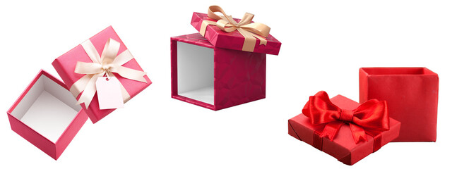Gift boxes on transparent background .Happy birthday, Christmas, New Year, Wedding or Valentine Day package.