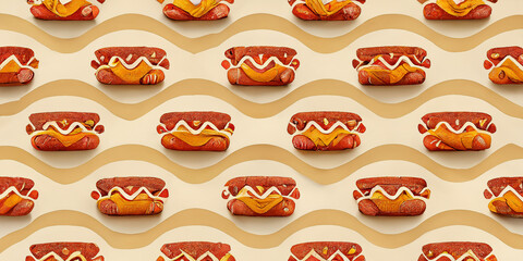Hotdogs seamless pattern background
