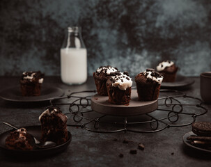 chocolate muffins on the table 