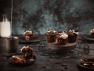 chocolate muffins on the table 