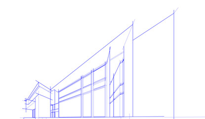 Architectural drawing of modern house vector illustration