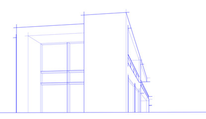Architectural drawing of modern house vector illustration