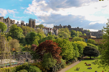 Panoramic view of Princes Street Gardens South Gyle, Edinburgh, Scotland
