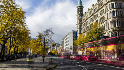 Local bus trough Belfast city centre, long exposure.