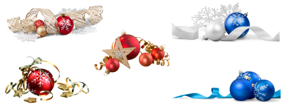 Christmas balls collection. for christmas decoration.transparent background.