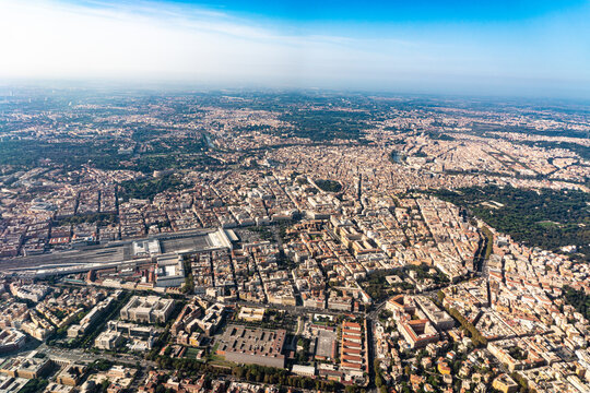 Rare aerial view over Rome, Italy