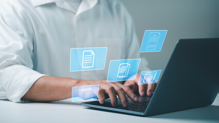 Document Management System (DMS), Online documentation database and document management system concept, knowledge and documentation in enterprise with ERP. information system. Process automation.