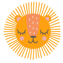 Cute boho lion. Print for nursery decor. Scandinavian style kids room decoration.