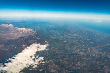 View from a airplane window at 35.000 feet high - 544476345